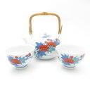 今泉今右衛門 錦芙蓉絵 急須 湯呑み 3点 セット ゆのみ 茶器 SM3957J1 【中古】