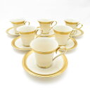 美品 LENOX レノックス ARISTOCRAT デミタスカップ&ソーサー 6客 セット SY12430F2 【中古】