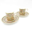 美品 WEDGWOOD ウェッジウッド クリオ フルリムボーダー デミタスカップ&ソーサー 2客 ペア 金彩 フラワー 花柄 黒壺 SM4026X2 【中古】