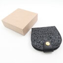 美品 INDEN-YA 印傳屋 二つ折り財布 レザー がま口 コインケース ウォレット 花模様 レディース AU3051 【中古】