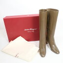 美品 Salvatore Ferragamo フェラガモ ロングブーツ 6D 日本サイズ約23.5cm レザー ヒール レディース AU3059 【中古】