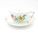 美品 Herend ヘレンド チューリップの花束 BT 720 モーニングカップ&ソーサー 1客 ミルク コーヒー スープ ティー SO3157T2 【中古】