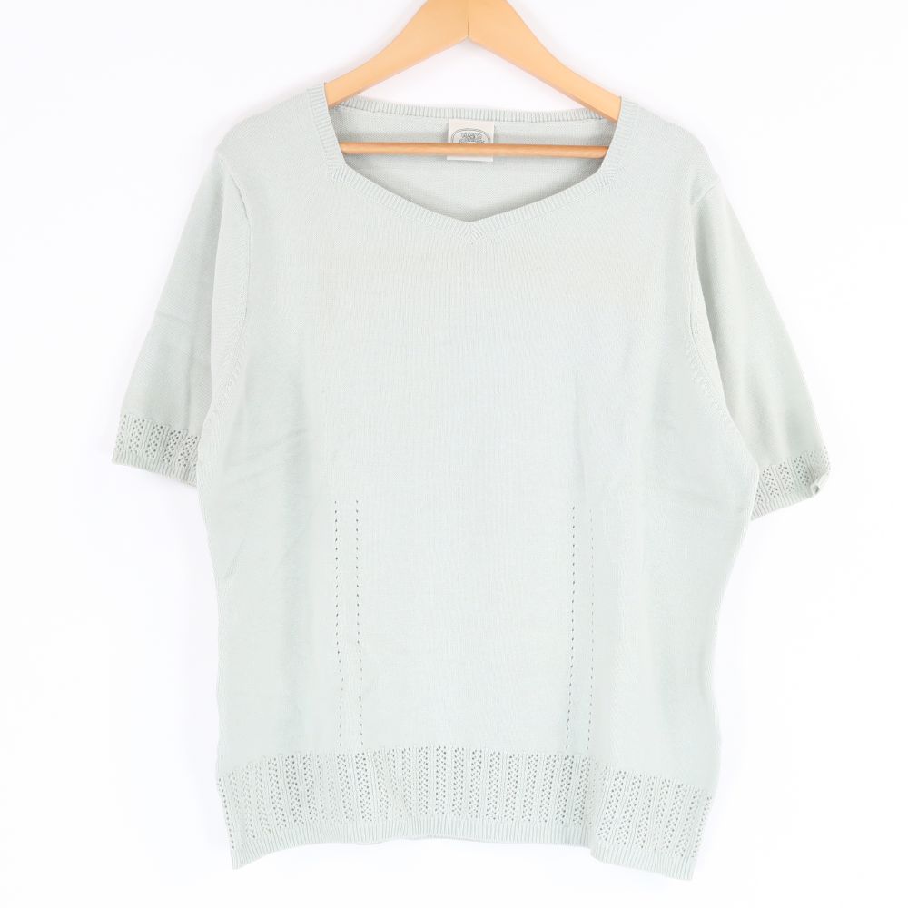 美品 LAURA ASHLEY ローラアシュレイ アンサンブル 1点 L コットン100％ カットソー半袖 カーディガン長袖 レディース AK141A33 【中古】