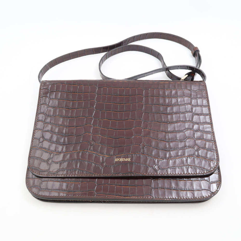 美品 SPORTMAX スポーツマックス マックスマーラ ショルダーバッグ 型押し レディース AN1798 【中古】