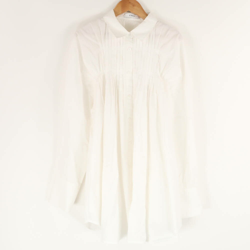 COEL コエル ブラウス F コットン100％ 長袖 プリーツ レディース AM6743 【中古】