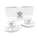 未使用 ROYAL COPENHAGEN ロイヤルコペンハーゲン ブルーパルメッテ 湯呑&ソーサー 2客 ペアティーセット ジャパニーズカップ SC8016V1 【中古】