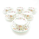 MINTON ミントン HADDON HALL ハドンホールグリーン カップ&ソーサー 6客 セット ティー コーヒー フラワー SK78H2 【中古】