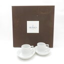 美品 MEISSEN マイセン アレンジメンツ ESSPRESSO DELL'ARTE エスプレッソカップ&ソーサー 2客 ペア デミタス コーヒー 双剣マーク 白磁 SU12618H1 【中古】
