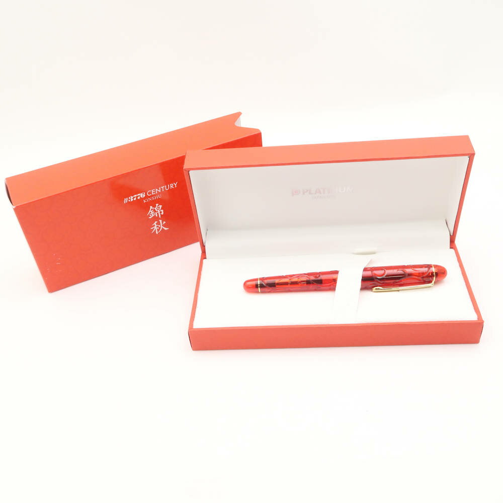 美品 PLATINUM プラチナ万年筆 3776 センチュリー 錦秋 万年筆 筆記時全長15.4cm 細字 カートリッジ コンバーター両用式 HK39W3 【中...