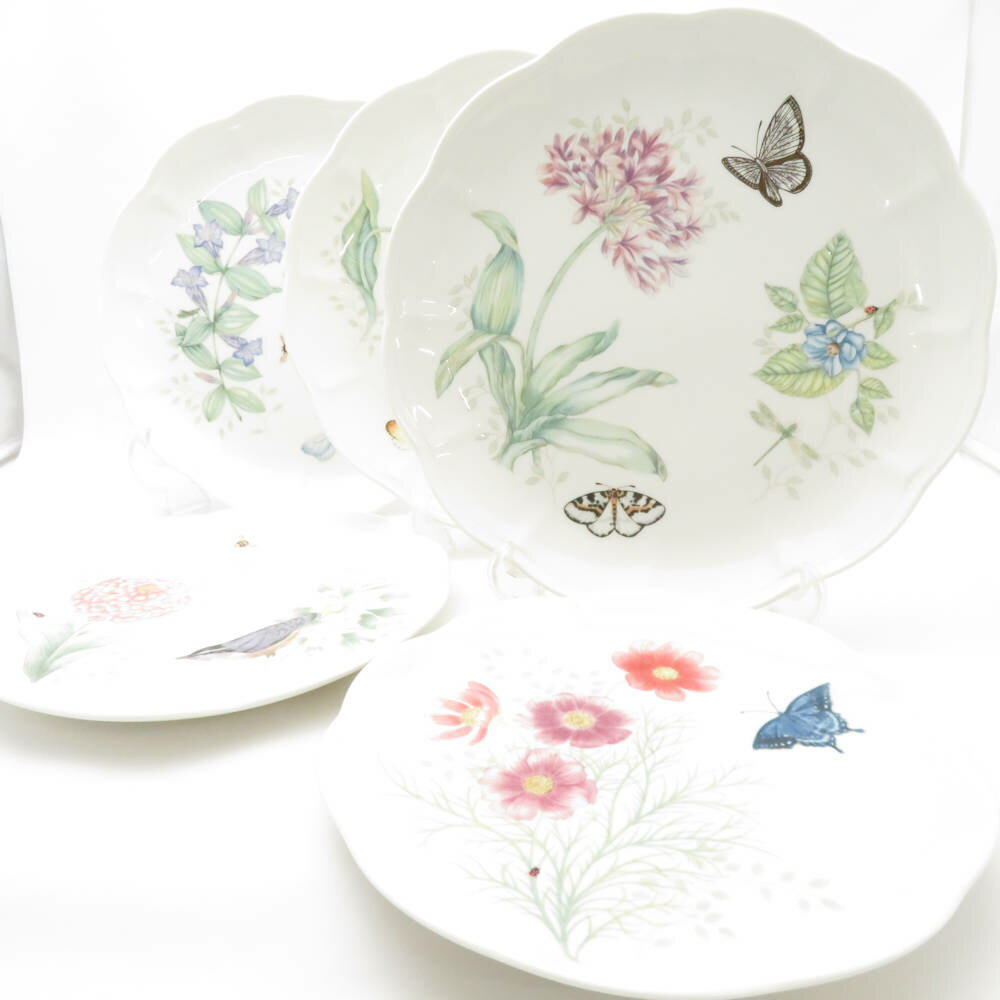 LENOX レノックス バタフライメドウ 中皿 大皿 5枚 セット 23cm/27cmプレート SC8120B2 【中古】
