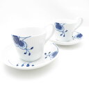 美品 ROYAL COPENHAGEN ロイヤルコペンハーゲン ブルーフルーテッド メガ カップ&ソーサー 2客 ペア ハイハンドル SM4208A3 【中古】