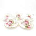 美品 ROYAL ALBERT ロイヤルアルバート アメリカンビューティー デミタスカップ&ソーサー 5客 セット コーヒー 金彩 薔薇 レア 希少 SU12523K1 【中古】