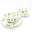 美品 WEDGWOOD ウェッジウッド ワイルドストロベリー ティーカップ&ソーサー 2客 ピオニー ペア SY12829P1 【中古】
