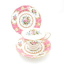 美品 ROYAL ALBERT ロイヤルアルバート レディカーライル ティーカップ&ソーサー 中皿 トリオ 1セット ケーキ デザート プレート SY12832P1 【中古】