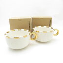 美品 STARBUCKS スターバックス ホリデー2015 ゴールドリングマグ 2点 陶器 ペア カップ 440ml スタバ SC8065A1 【中古】