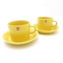美品 iittala イッタラ ティーマ カップ&ソーサー 2客 ペア ハニー 約220ml SC8287G2 【中古】