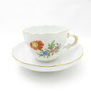 MEISSEN マイセン ベーシックフラワー 三つ花 060110 ティーカップ&ソーサー 花 金彩 SY12864C1 【中古】