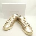 JIMMY CHOO ジミーチュウ スニーカー 38 25cm相当 シャンパン グリッター シューズ 金 靴 レディース AU3215 【中古】