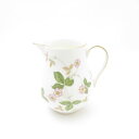 美品 WEDGWOOD ウェッジウッド ワイルドストロベリー ミルクポット クリーム 金彩 花柄 黒壺ロゴ 英国 SU12792G2 【中古】