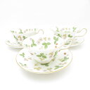 美品 WEDGWOOD ウェッジウッド ワイルドストロベリー ティーカップ&ソーサー 3客 セット ピオニー 紅茶 金彩 黒壺ロゴ 英国 SU12795G2 【中古】