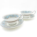 WEDGWOOD ウェッジウッド フロレンティーンターコイズ ティーカップ&ソーサー 2客 ペア ピオニー SM4237F2 【中古】