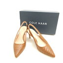 COLE HAAN コールハーン ウェッジ ヴァンダム スリング バック パンプ W28135 パンプス 22cm ブリティッシュ タン ウーブン ミュール レ...
