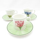 美品 Villeroy&Boch ビレロイ&ボッホ FLORA フローラ カップ&ソーサー 3客 セット SY12941F2 【中古】