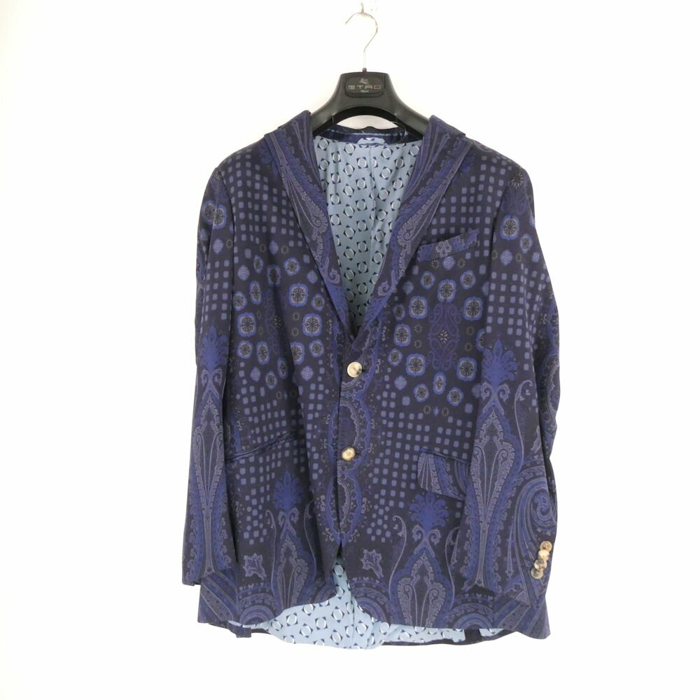Rakuten - 美品 ETRO エトロ 181-1187Q-4076 テーラードジャケット 56 コットン100％ ペイズリー柄 総裏 メンズ AY6424W 【中古】