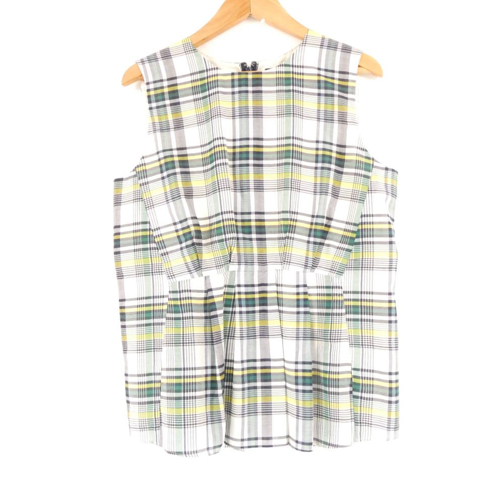 樂天商城 - 美品 SHIPS シップス ノースリーブブラウス 36 キュプラ他 チェック グリーン イエロー ネイビー レディース AO3061A54 【中古】