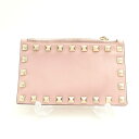 美品 VALENTINO GARAVANI ヴァレンティノ カードホルダー レザー ロックスタッズ パウダーピンク コイン レディース AU3321 【中古】