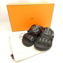 美品 HERMES エルメス エクストラ シェーヌダンクル (H221146Z) サンダル 36 レザー フラット レディース AY6769 【中古】