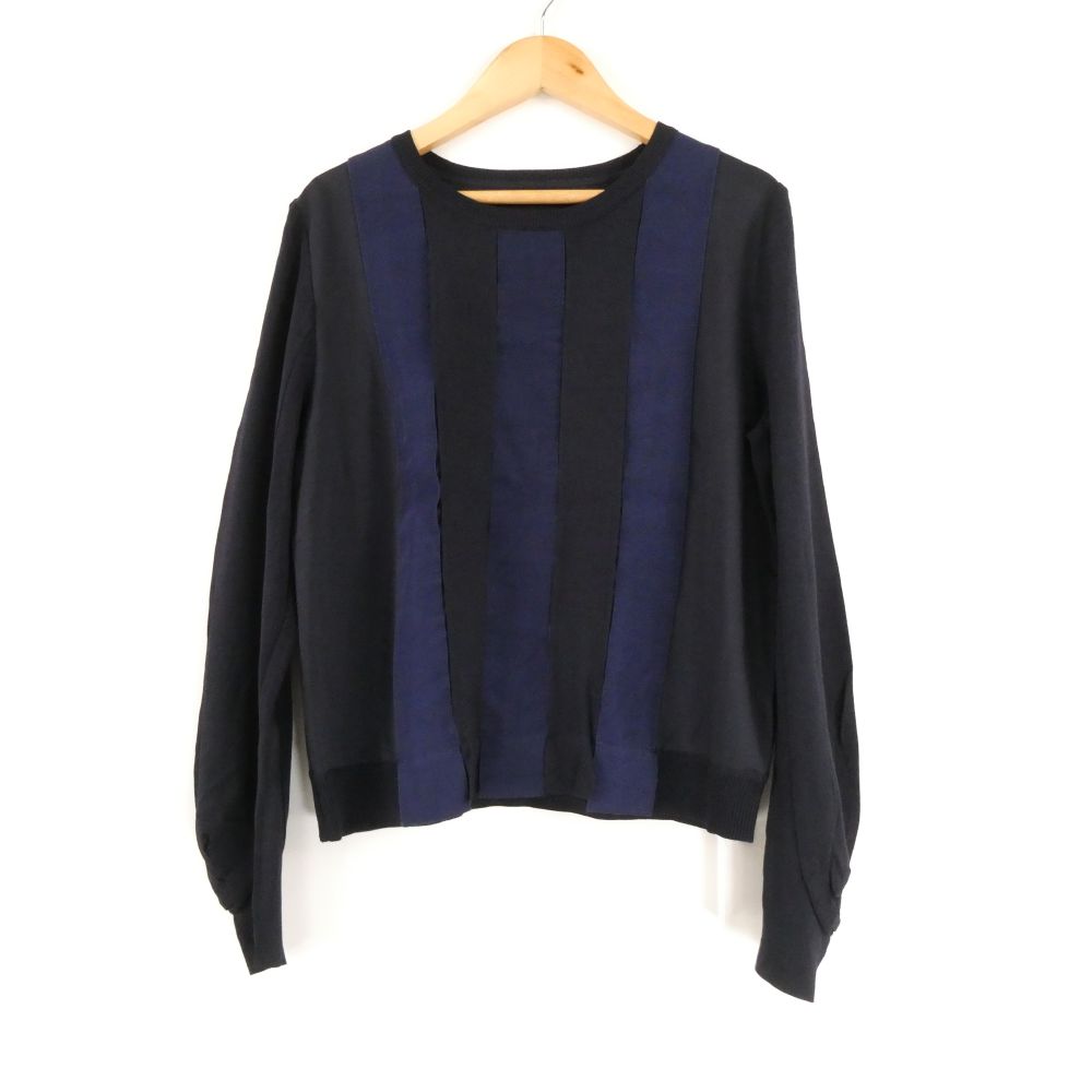 乐天商城 - 美品 LANVIN COLLECTION ランバンコレクション 2315604 ストライプ切替ブラウス 38 長袖 グログランテープ レディース AY6789A62 【中古】