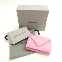 美品 BALENCIAGA バレンシアガ ペーパーミニウォレット 391446 三つ折り財布 コンパクト レディース AY6858 【中古】
