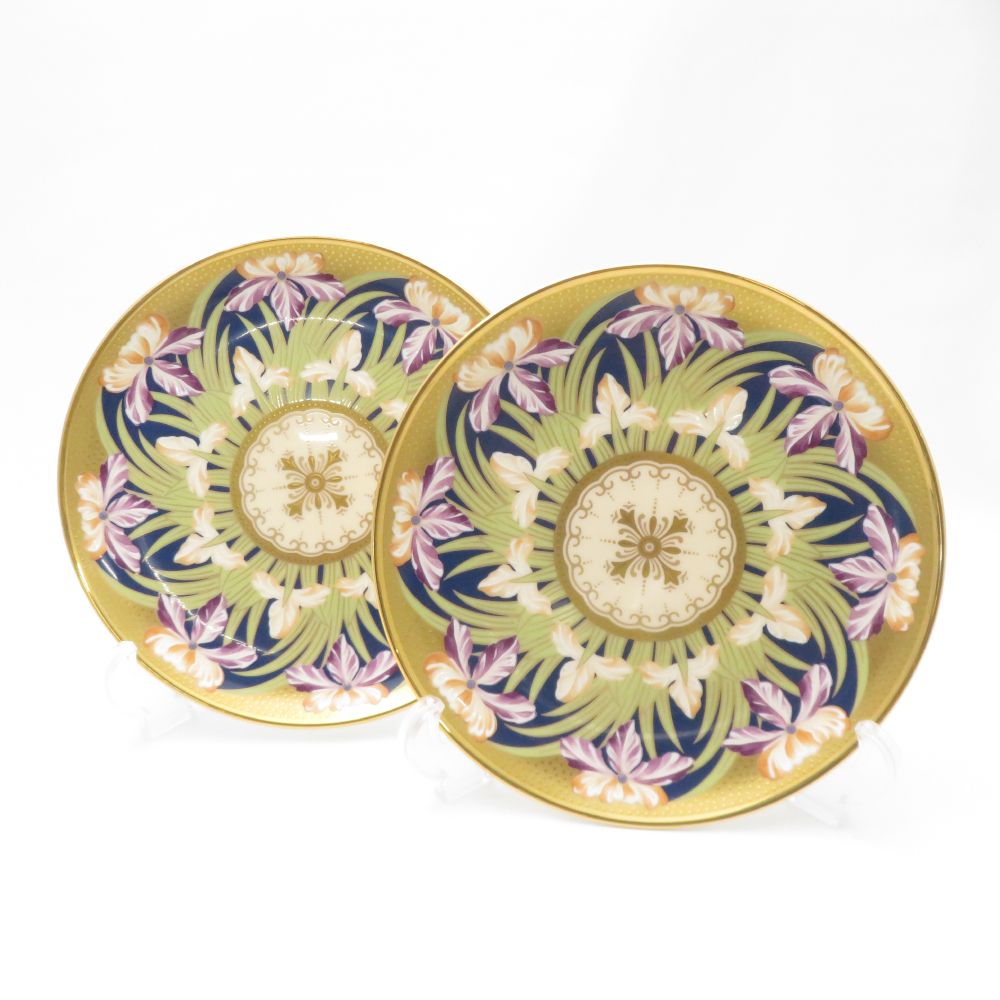 美品 Noritake ノリタケ 和花コレクション 菖蒲 4662 ケーキプレート 2枚 ペア 18cm 中皿 金彩 花柄 SU13087K1 【中古】