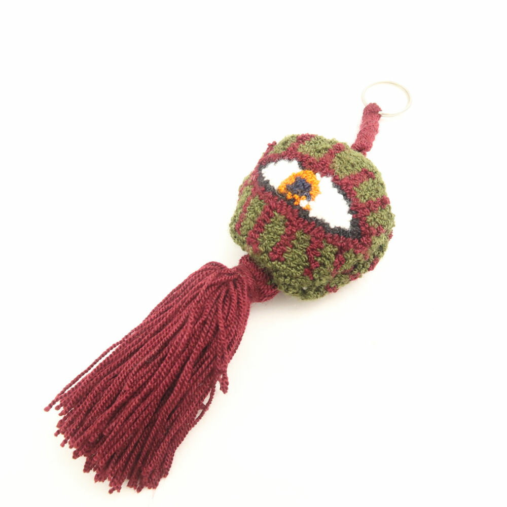 美品 marihoja マリホジャ 目玉チャーム キーホルダー ワインレッド グリーン AD976 【中古】