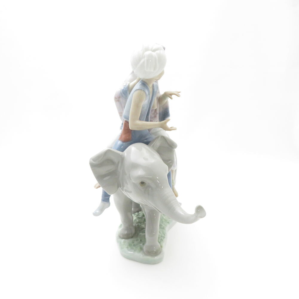 難有 LLADRO リヤドロ 5352 象にまたがって フィギュリン 陶器人形 置物 ゾウ 少年 少女 廃盤 SC8838K1 【中古】 [2]