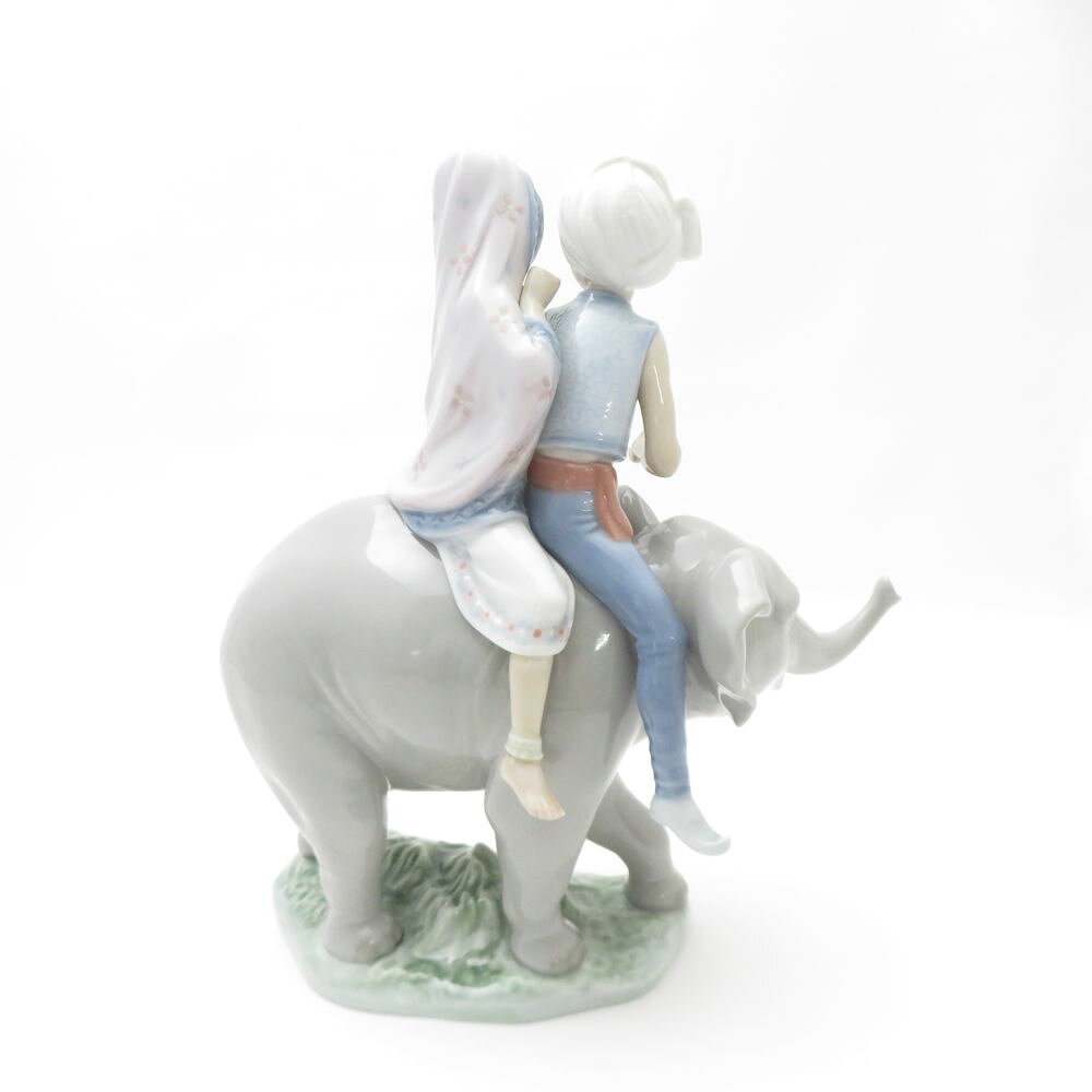難有 LLADRO リヤドロ 5352 象にまたがって フィギュリン 陶器人形 置物 ゾウ 少年 少女 廃盤 SC8838K1 【中古】 [3]