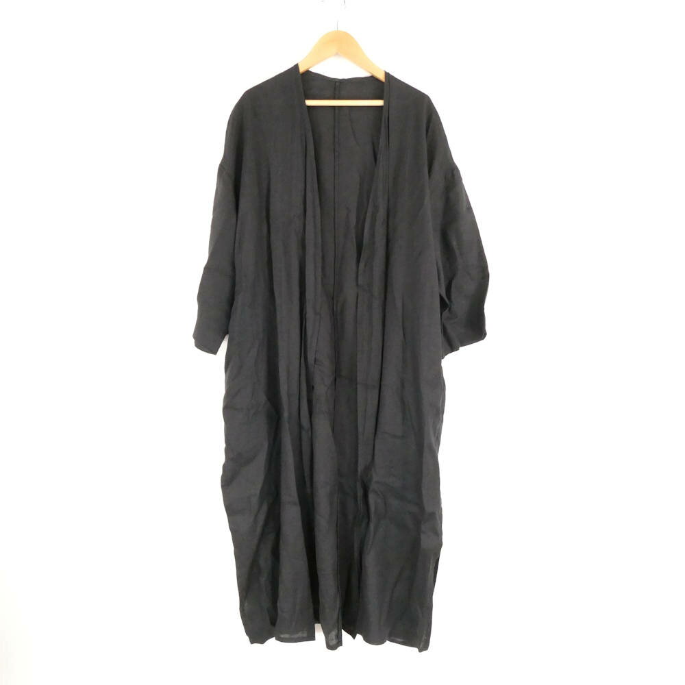 美品 nagonstans ナゴンスタンス 470DS130-7600 カーディガン 38 麻100% 半袖 ロング フレンチリネンガウン 薄手 レディース AU3516A63 【中古】