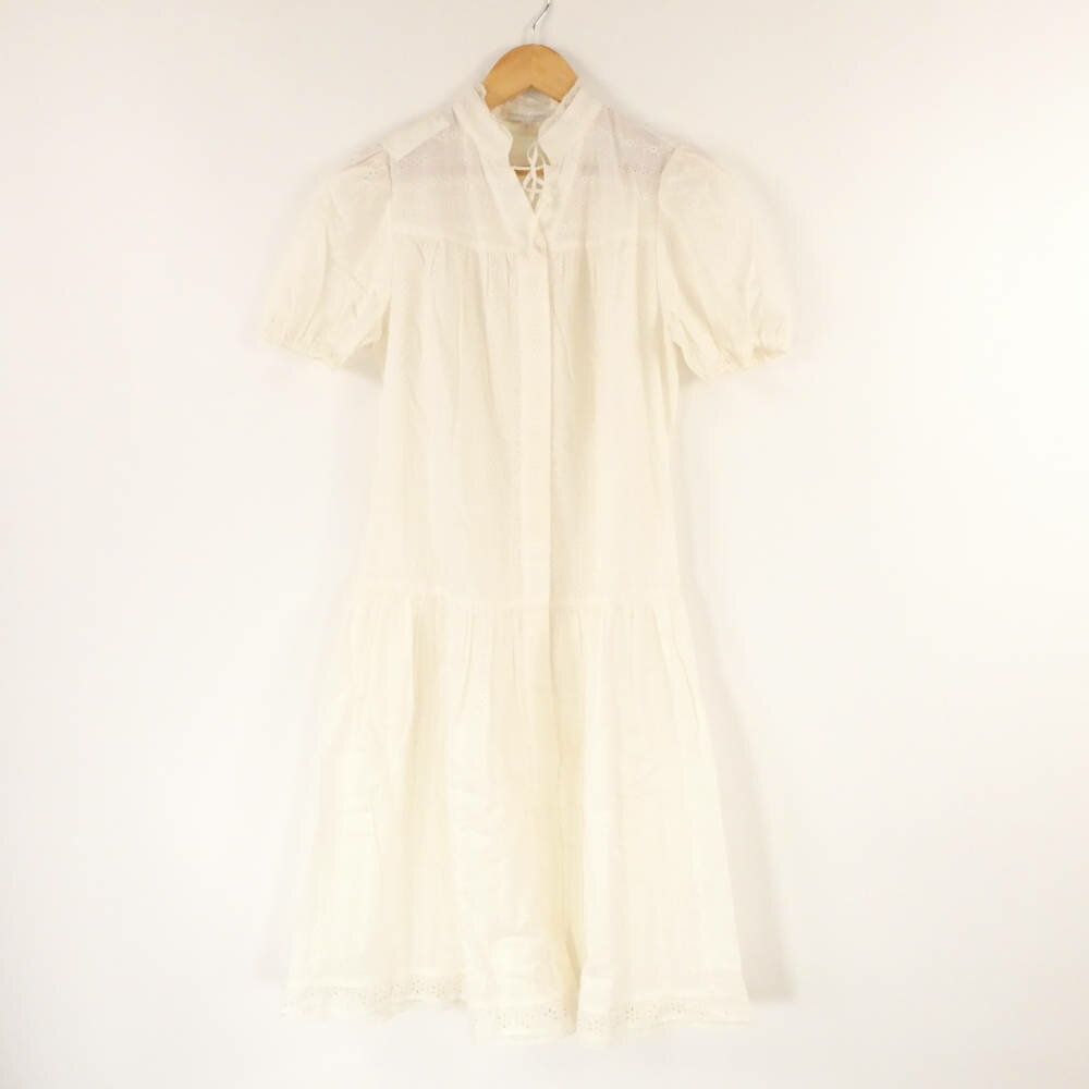 美品 rebecca taylor レベッカテイラー ワンピース MB5 コットン100% 半袖 ひざ下丈 レース レディース AM7053A73 【中古】