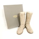 美品 UGG アグ W ABREE 1009256 STONE アブリー ムートンブーツ 23cm スエード ミドル丈 レザー 革靴 シューズ レディース AY...