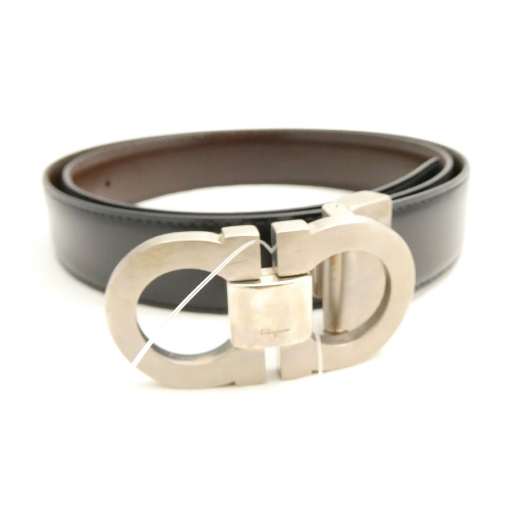 【極美品】フェラガモ ガンチーニ型押し ベルト 本革 総柄 ブラック イタリア製 楽天市場】フェラガモ ベルト メンズ リバーシブル ダブル