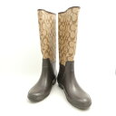 美品 COACH コーチ F2460 Tristee Rain Boots トリスティ レインブーツ 6B 23cm相当 長靴 雨 ロング シグネチャー ロゴ ...