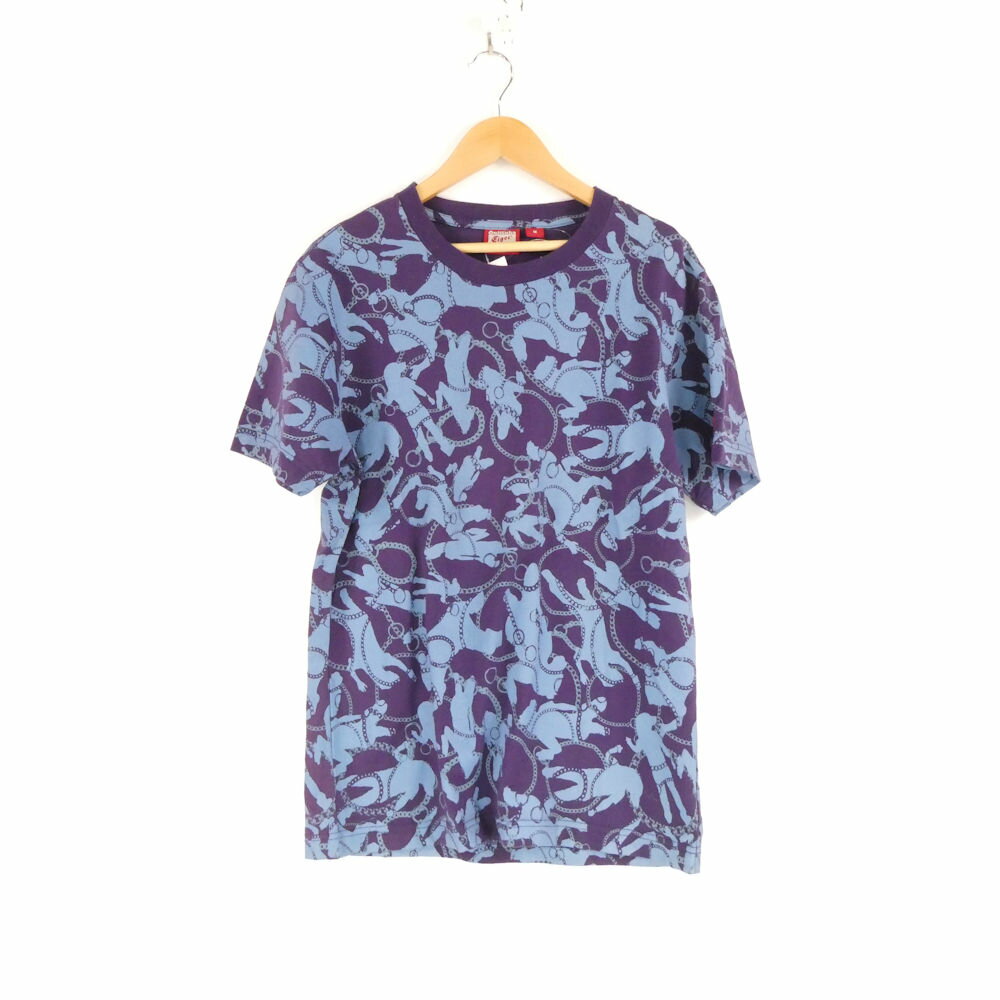 美品 Onitsuka Tiger オニツカタイガー Tシャツ M 綿100％ 総柄 メンズ AO3189A72 【中古】