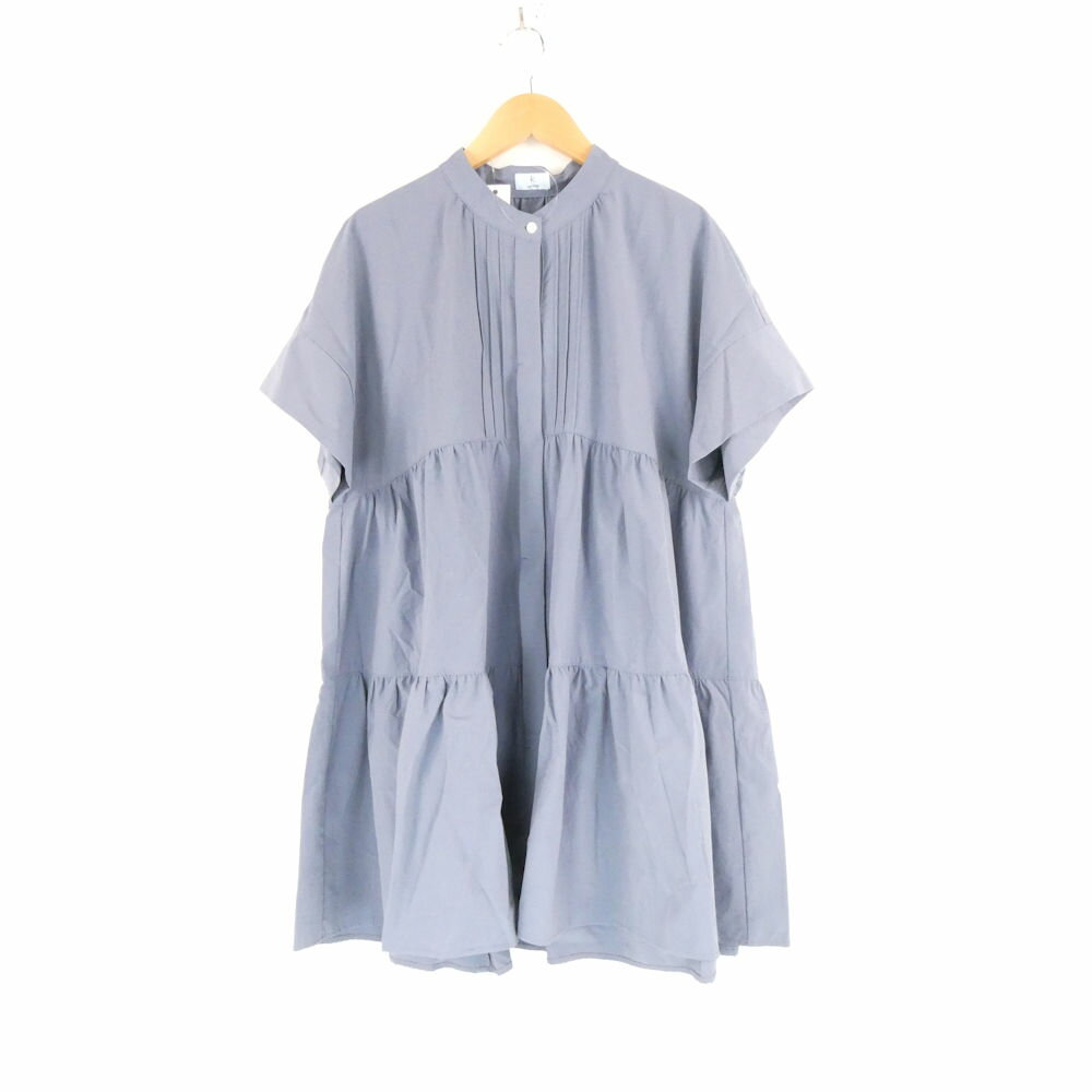 美品 KUMIKYOKU 組曲 ブラウス 3 11号 L相当 ナイロン他 半袖 トップス 青 レディース AU3480A74 【中古】