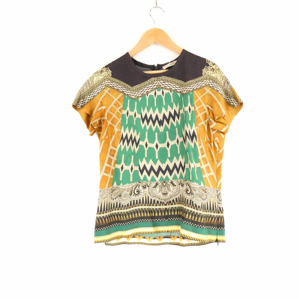 美品 ETRO エトロ 111-15341-4918 ブラウス 42 シルク 100% 半袖 総柄 レディース AY6930A75 【中古】