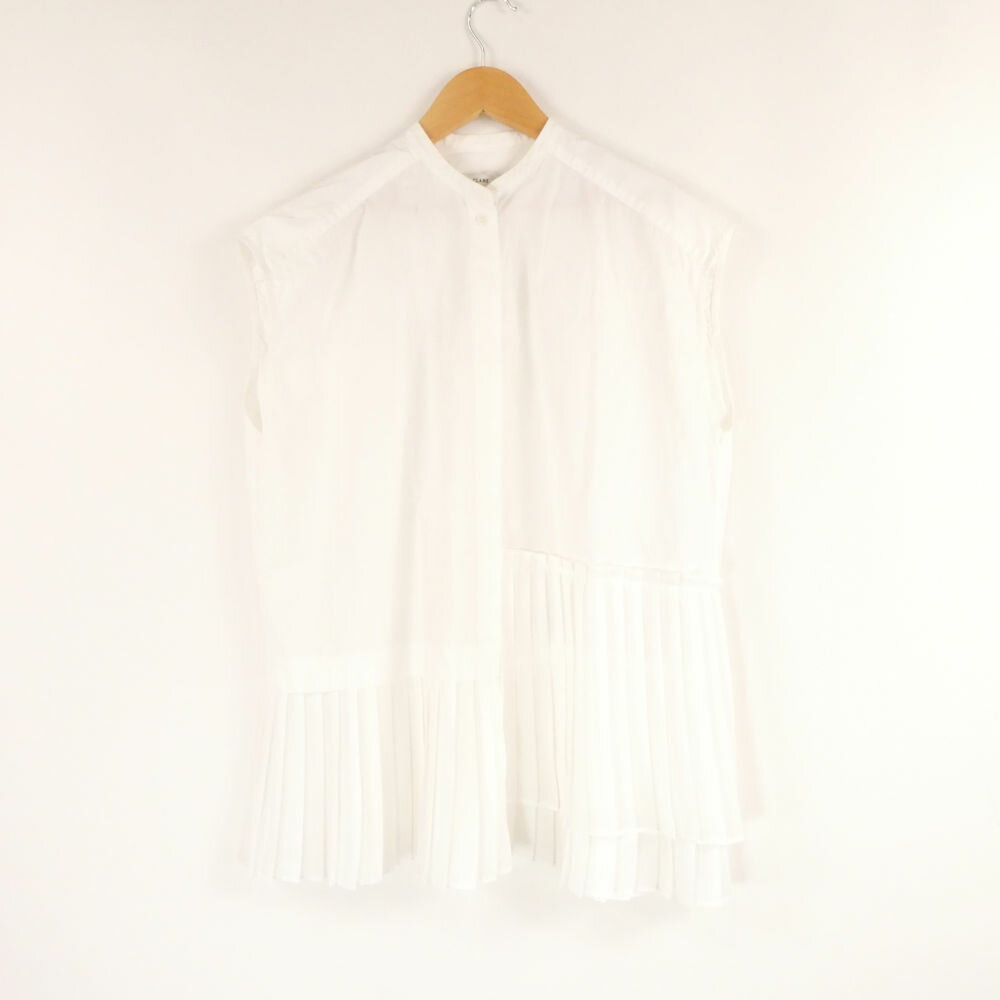 CLANE クラネ 18108-3161 プリーツレイヤー ノースリーブシャツ 1 コットン100％ ブラウス レディース AY7091A78 【中古】