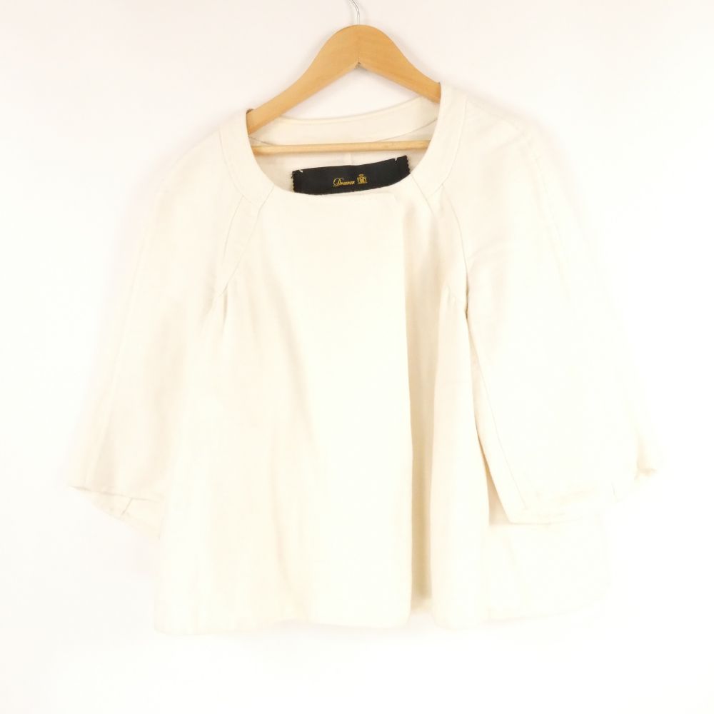 美品 Drawer ドゥロワー 6522-234-0070 ノーカラージャケット 36…