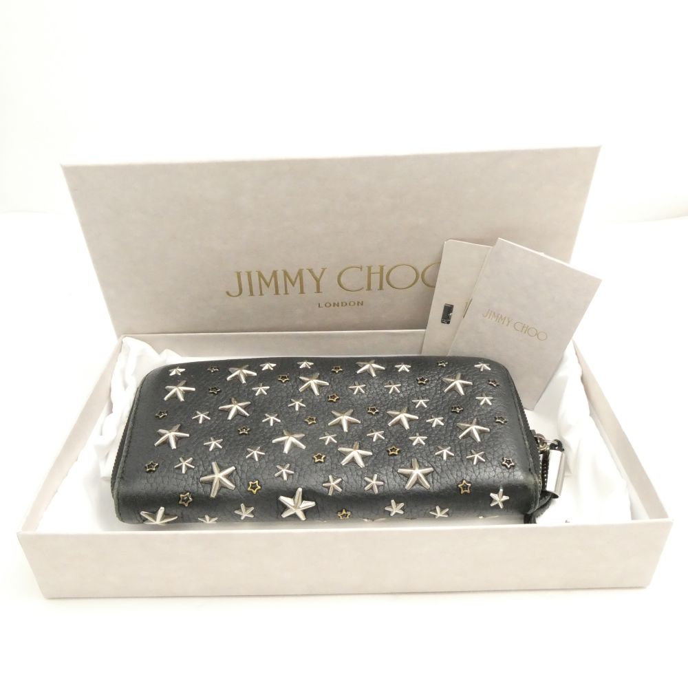 JIMMY CHOO ジミーチュウ FILIPA 長財布 スタッズ スター ラウンドファスナー AO3238 【中古】