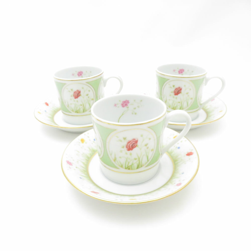 未使用 HAVILAND アビランド Floralies デミタスカップ&ソーサー 3客 セット SM4708U2 【中古】