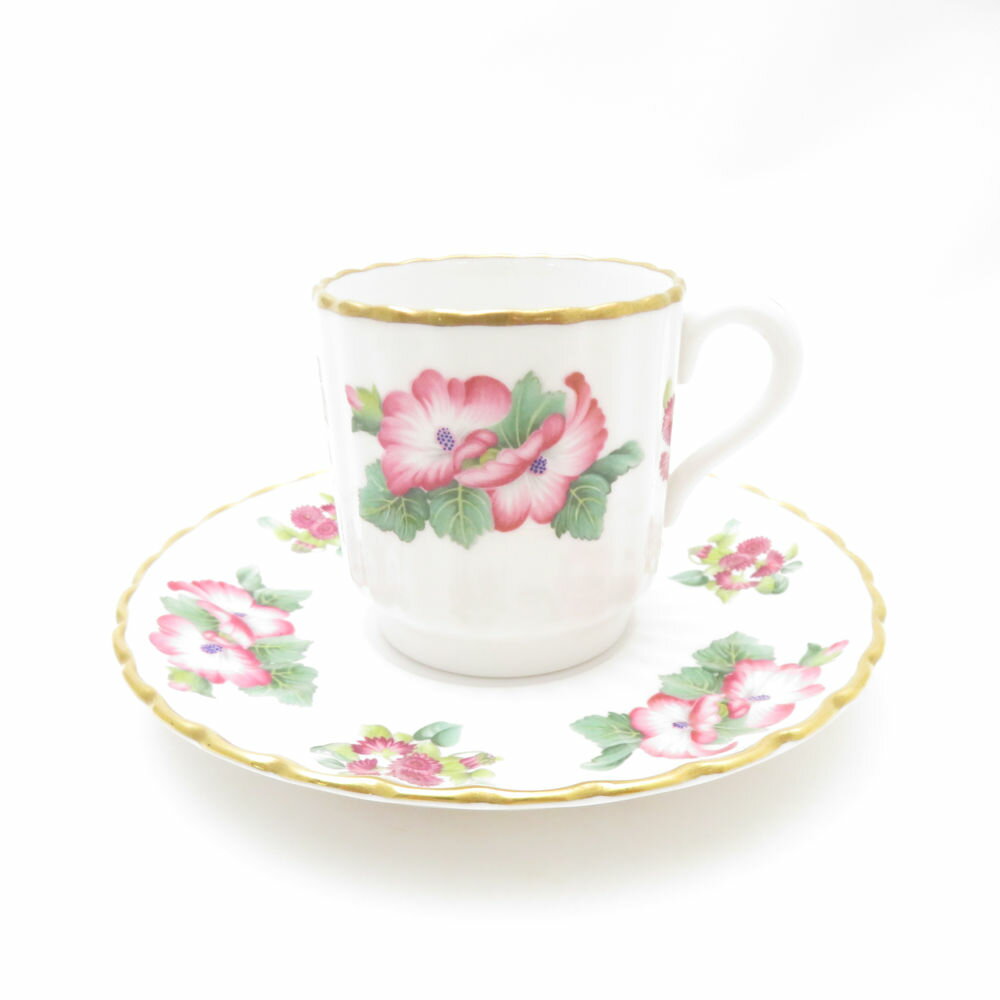 美品 SPODE スポード ダンバリーミント 「ハイビスカス」 デミタスカップ&ソーサー 金彩 THE DANBURY MINT SY13299B3 【中古】